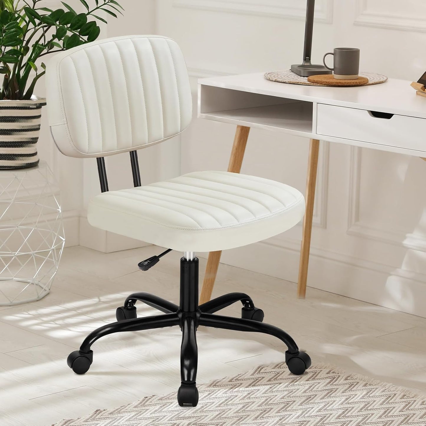 Armless Home Office Desk Chair Small Ergonomic with Low Back Lumbar Support