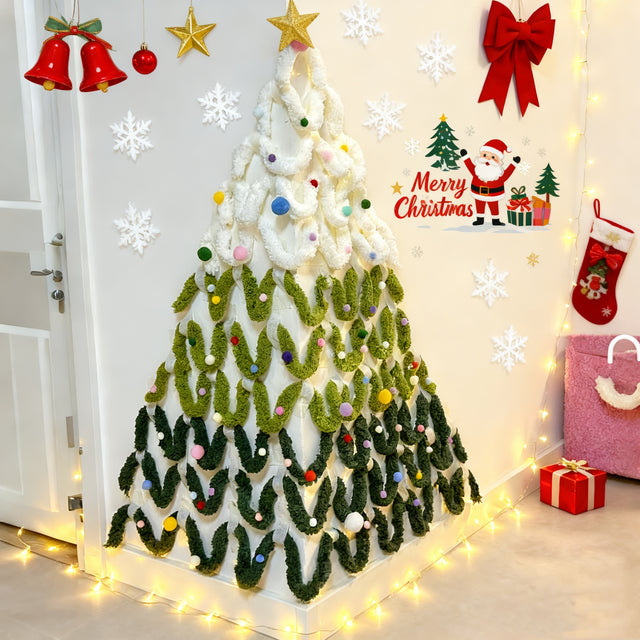 Fluffy Yarn Christmas Tree Wall Decor | No-Damage DIY Holiday Decor Kit