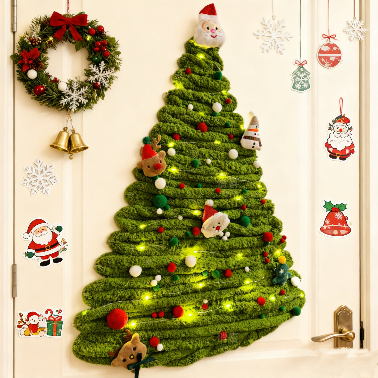 Fluffy Yarn Christmas Tree Wall Decor | No-Damage DIY Holiday Decor Kit