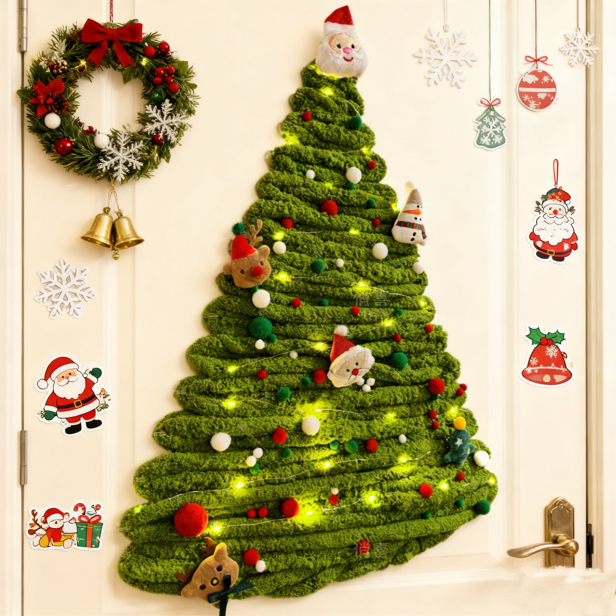 Fluffy Yarn Christmas Tree Wall Decor | No-Damage DIY Holiday Decor Kit