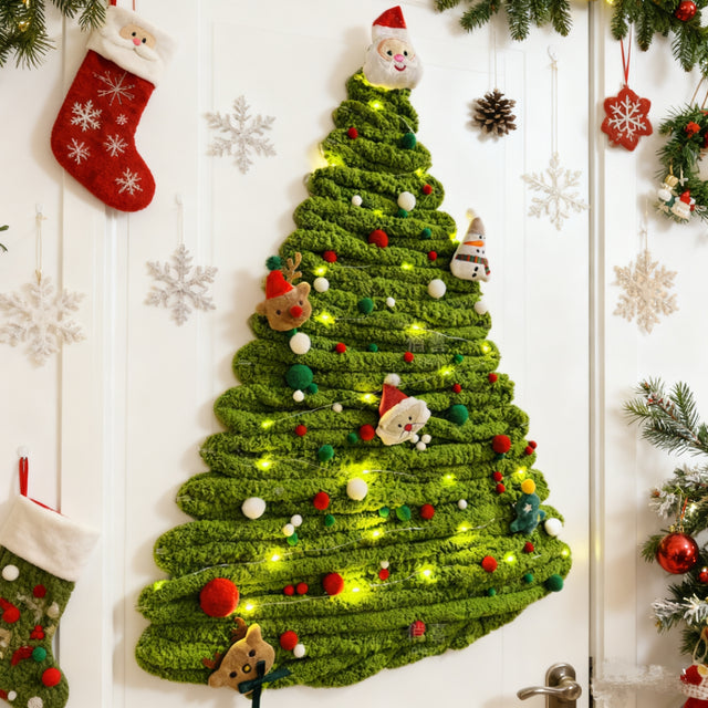 Fluffy Yarn Christmas Tree Wall Decor | No-Damage DIY Holiday Decor Kit