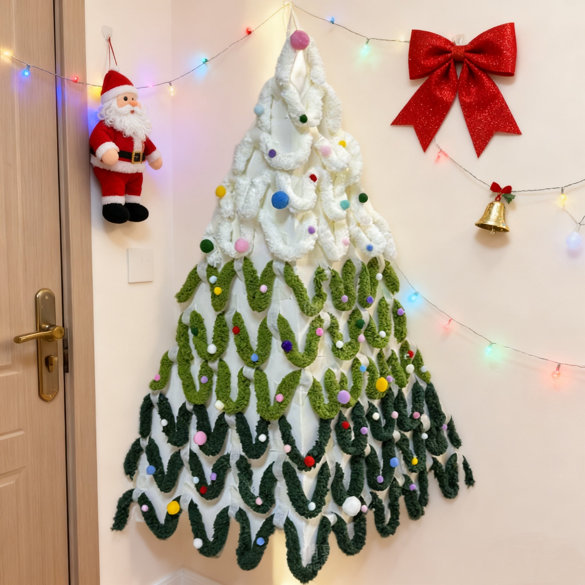 Fluffy Yarn Christmas Tree Wall Decor | No-Damage DIY Holiday Decor Kit